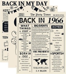 Memorable 1966 Birthday Decoration Set – 3 Vintage Posters for 60th Anniversary
