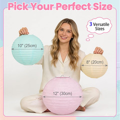 Pastel Paper Lanterns 12 Pcs – 12″ Large round Hanging Paper Lanterns for Pastel