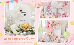 7.2FT Wedding Arch Backdrop Cover Spandex Fitted White Wedding Arch Covers Round