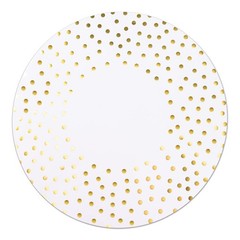 50 Pcs 14 Inch White and Gold Foil Paper Place Mats Golden Polka Dots Round P…