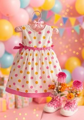 Polka Dot Theme Centerpiece For Baby Shower, Birthday, Keepsake Outfit-Unique