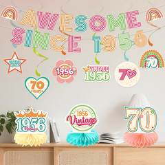 70Th Birthday Decorations Women Men, Awesome since 1956 Banner Centerpieces Hang