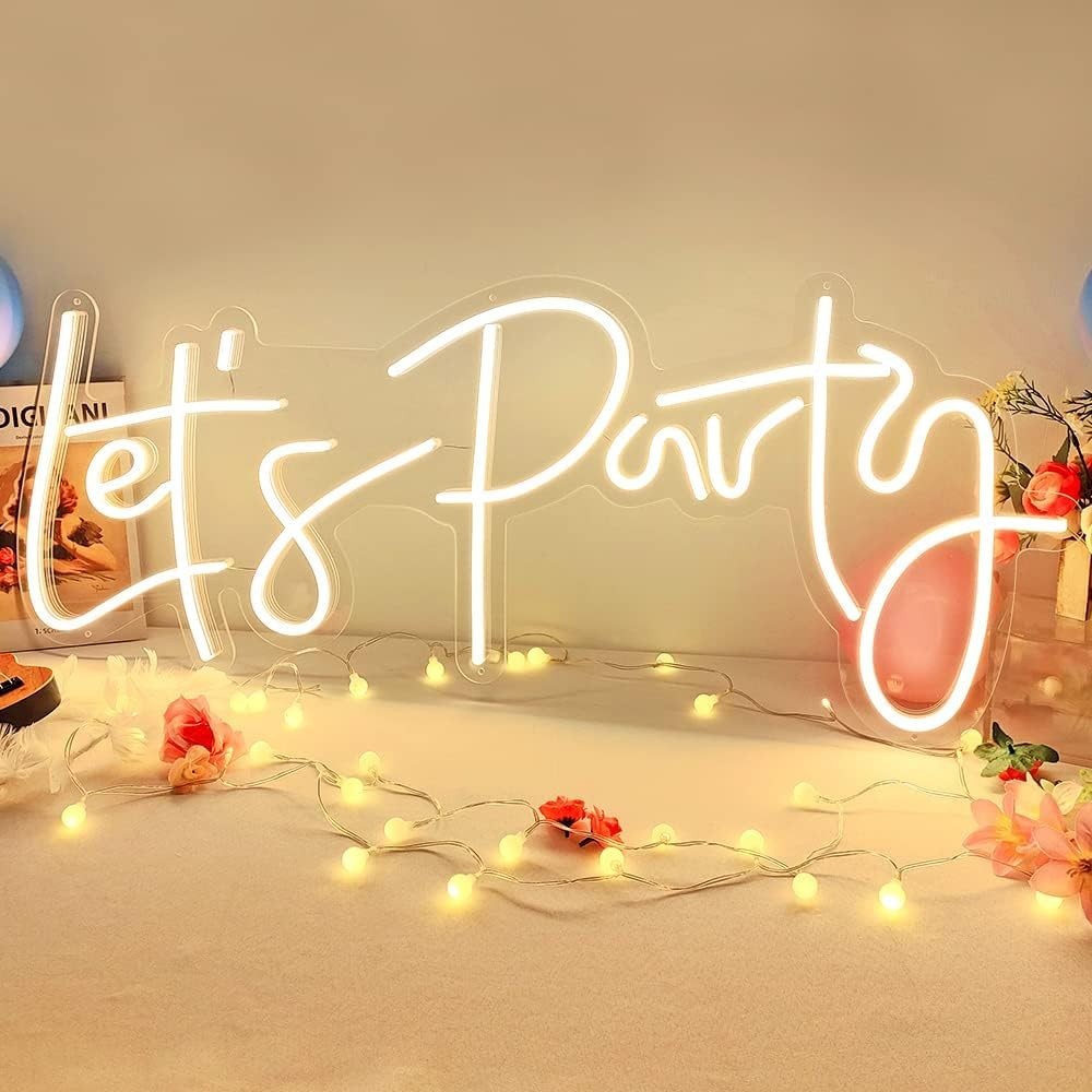 LED Neon Sign Let´s Party Sign Size- 23X10inches Gift & Party LED Signs