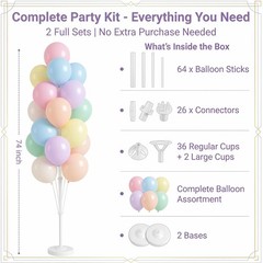 Pastel Balloon Column Kit Set of 2 With Macaron Latex Balloons Stand Included…