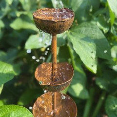 Functional Metal Garden Raincatcher with Steel Bowls for Collecting Rainwater