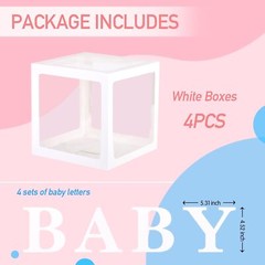 PABUES Baby Boxes with 4 PCS Letters for Baby Shower White Clear Balloon Box …
