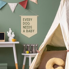 Every Dog Needs a Baby Linen Canvas Banner, Baby Shower Decor, Pregnancy Anno…