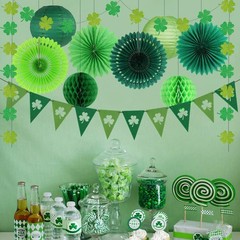 St Patricks Day Decorations, Green Party Supplies Four-leaf Clover Garland Ti…