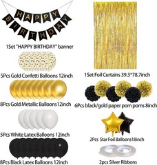 Elegant Black and Gold Birthday Decoration Kit for Milestone Celebrations