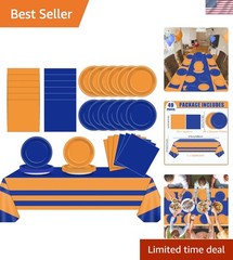 Durable Blue and Orange Party Plates & Napkins for Effortless Celebrations