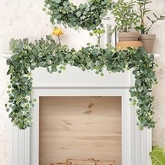 2 PCS Artificial Eucalyptus Garland 5.9FT Faux Silver Dollar Greenery Garland