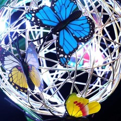 Beautiful Solar Lighted Hanging Mesh Orb with Colorful Butterfly Accents