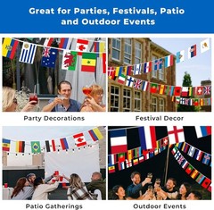 Country Flags Banner 82ft Polyester International Flags of the World Classroom