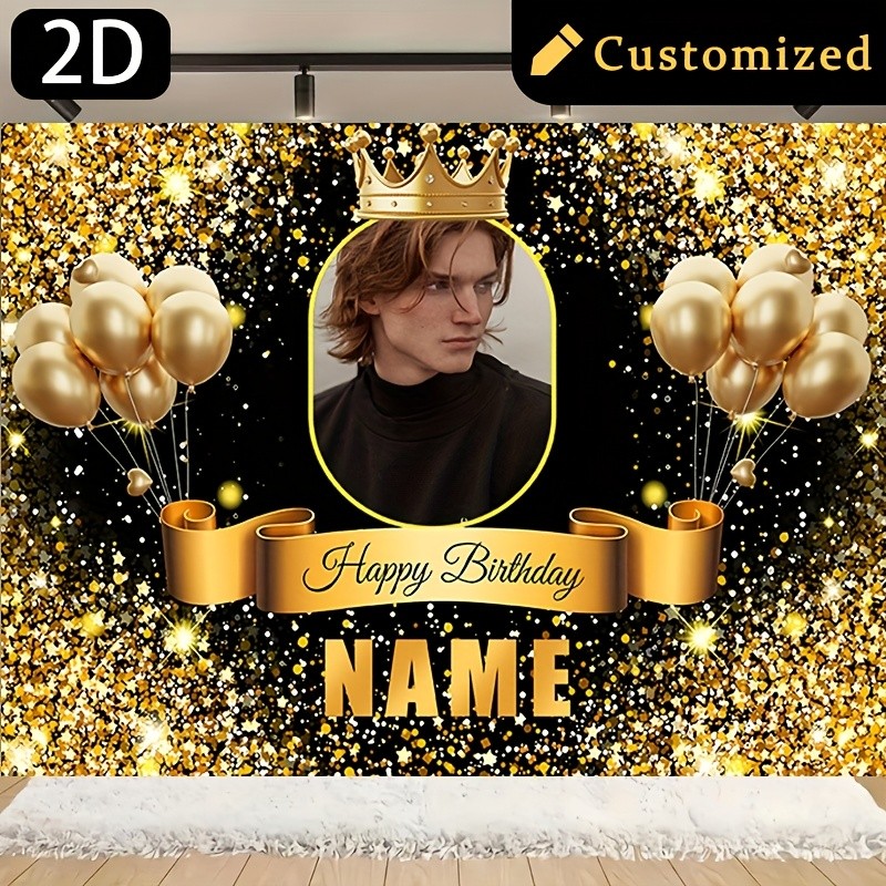 1X 2D Golden Crown Prince Princess Personalized Birthday Custom Poster Tapestry❀