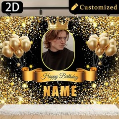 1X 2D Golden Crown Prince Princess Personalized Birthday Custom Poster Tapestry❀