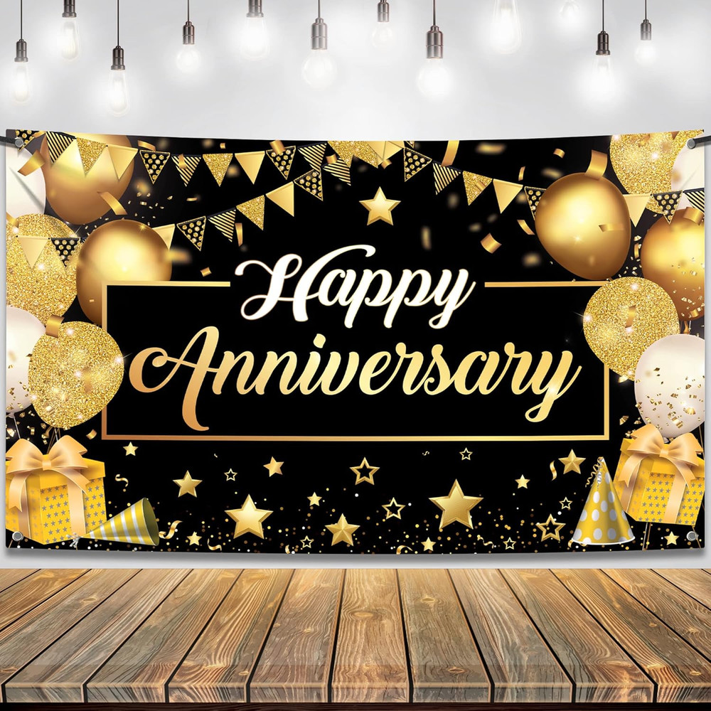 , Xtralarge Happy Anniversary Banner – 72X44 Inch | Banner Backdrop for Happy An
