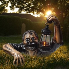 Ground Breaking Zombie Skeleton Prop Lantern Halloween Party Garden DecorationJQ