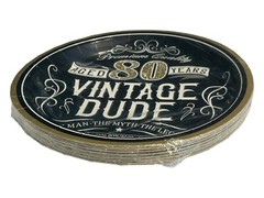 80th Birthday Celebration Set Vintage Dude – 25 Plates & 25 Cups – Aged 80 Years