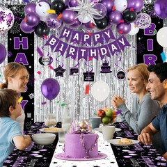 Purple and Silver Birthday Decorations for Women, Girls – Bday Party Decor