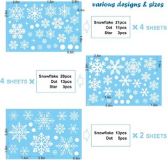 320 Pcs 10 Sheets Christmas Window Clings, Stickers, White