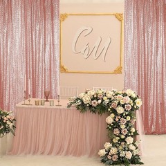 Rose Gold Sequin Backdrop Curtain 2 Panels 2FTx8FT Glitter Rose Gold Background