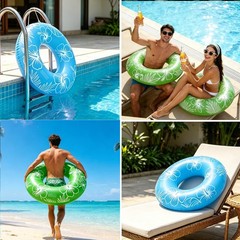 2 Pcs Pool Floats for Adults 36 inch Large Inflatable Floats Tube Hawaiian Tr…