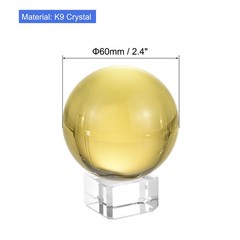 1Set 60mm/2.4″ K9 Crystal Ball Decorative Ball w Box and Crystal Stand Yellow