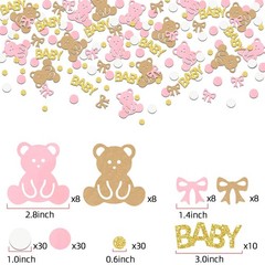 132 PCS Pink Bear Confetti Baby Shower Table Decoration We Can Bearly Wait