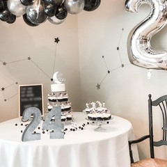 1 Pack 7.8 Inch Silver Glitter Number 2 Wooden Table Centerpiece Birthday
