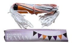 Halloween 100 Ft Pennant Banner – 48 Flags 12″x18″ – Orange, Black & Purple