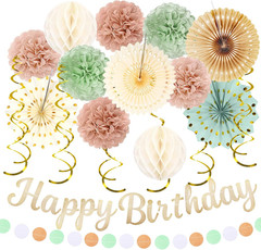 Birthday Decorations for Women, Sage Green Blush Pink Beige Party Decorations –