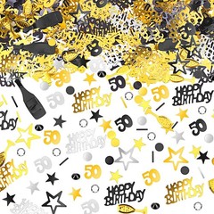 3000 Pcs 50th Birthday Confetti for Table Decoration 50 Confetti Mix Gold Bla…