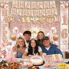 Sweet 16 Party Decorations – 16th Birthday Decorations Backdrop, Banner, Hone…
