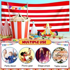 Carnival Circus Floor Runners 2 Pack Red White Striped Indoor Outdoor Decor