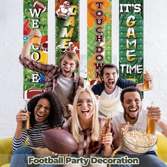4 Pack Football Field Backdrop Banner Decorations with Welcome 47.24″ x