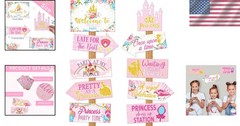 20 Pcs Princess Party Sign Decorations – Cute Pink Directional Wall Decor