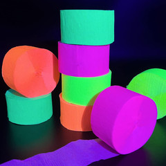 420Feet Blacklight Party Streamer Decorations 4 Rolls Glow Crepe Paper UV Reacti