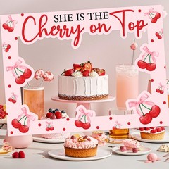 1 PCS Cherry Photo Booth Prop Frame 80x60cm Berry Theme Party