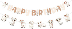 Goat Birthday Decorations, Goat Theme Happy Birthday Banner Farm Animals Theme