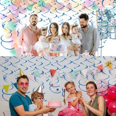 30 PCS Ceiling Swirl Decorations Blue Plastic Streamer Wedding Thanksgiving