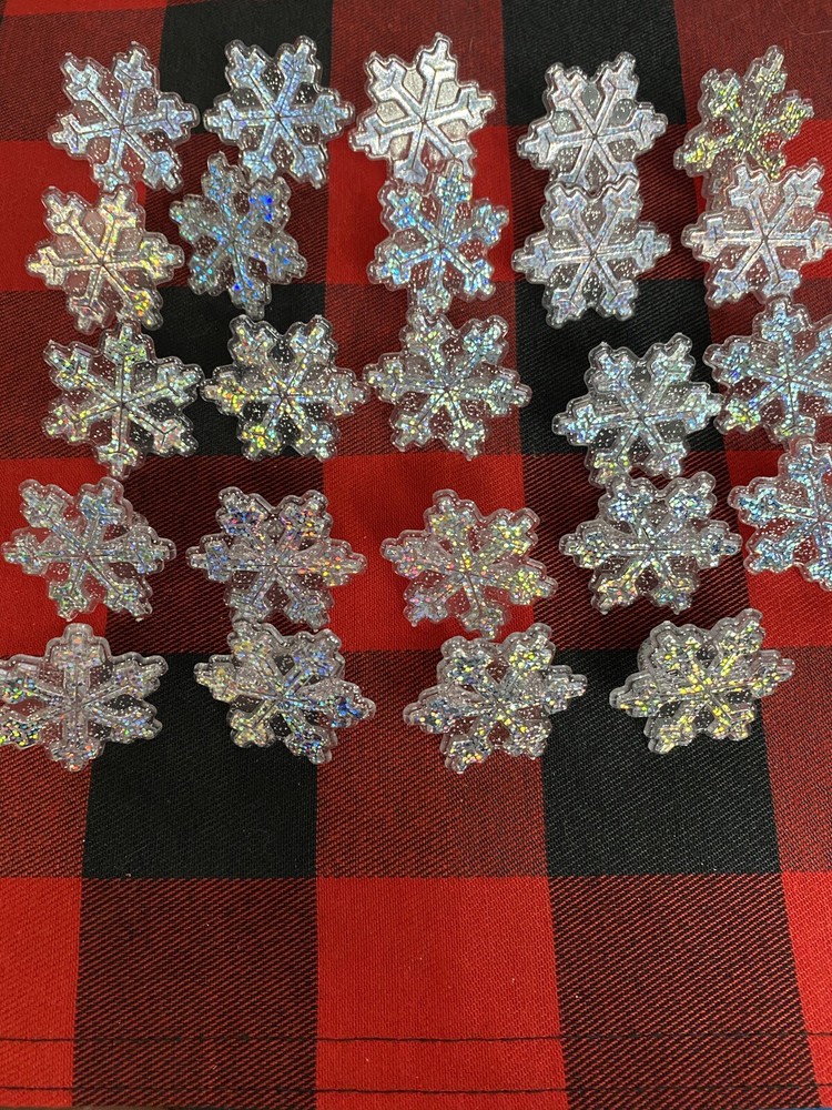 Snowflake Cupcake Topper Rings 24 pc Cake Decoration Christmas Glitter 1.5″