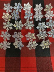 Snowflake Cupcake Topper Rings 24 pc Cake Decoration Christmas Glitter 1.5″