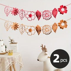 Leaf Banner, Funky Bohemian Leaf Banner, Double Sided Waterproof Colorful