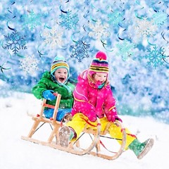 Sumind 30 PCS Winter Snowflake Hanging Swirl Decoration Baby Shower Winter