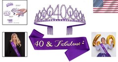 40th Birthday Sash & Rhinestone Tiara Set in Purple – Celebrate Fabulousness!