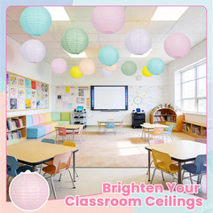 Pastel Paper Lanterns 12 Pcs – 12″ Large round Hanging Paper Lanterns for Pastel