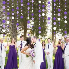 46 Ft Purple and White Circle Dots Garland Lavender Hanging Paper Polka Dot S…