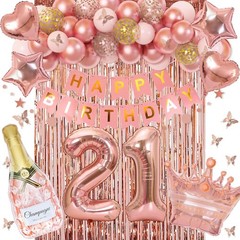 21st Birthday Decorations for Her – Rose Gold Party Supplies for Women Girls,…