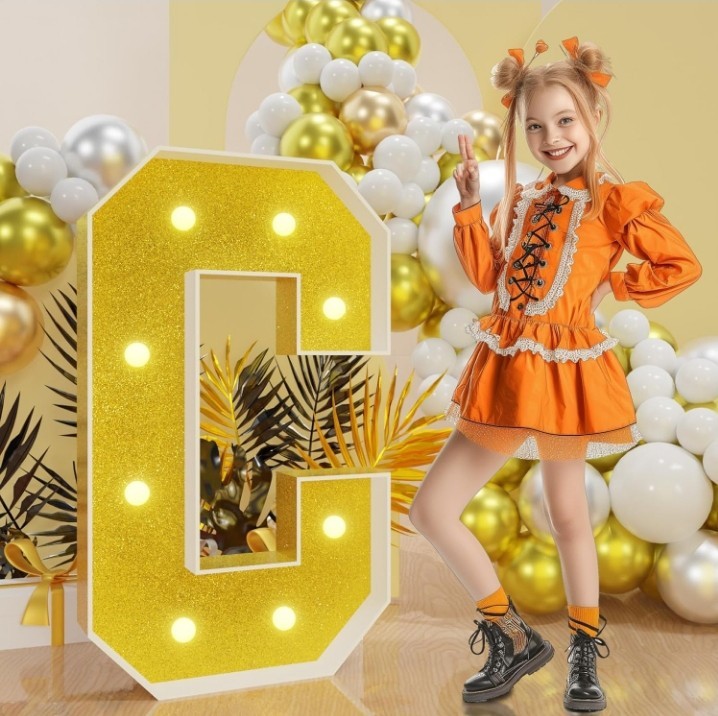 imprsv Marquee Letters Gold 3FT: Golden Party Decor Light Up Letter C Large..162