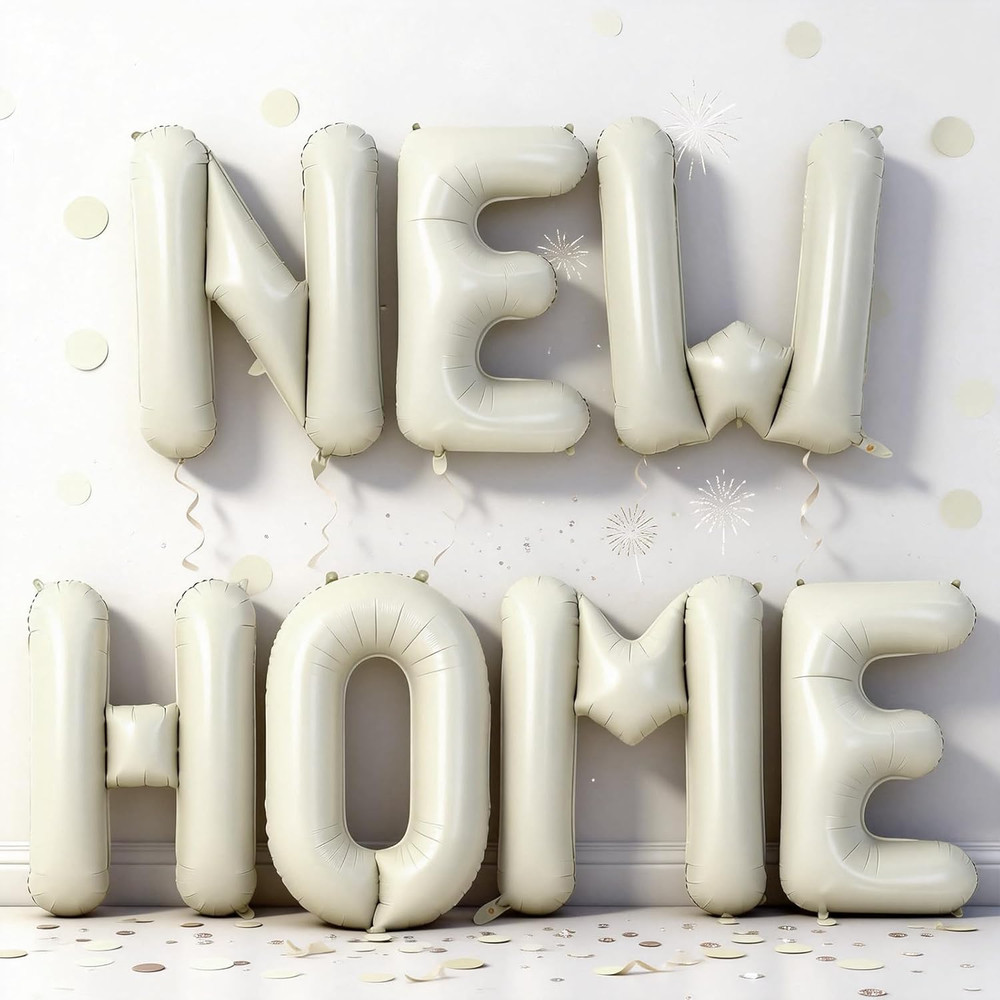 Beige NEW HOME Letter Balloon for Housewarming Party Decoraction, Cream NEW HOME